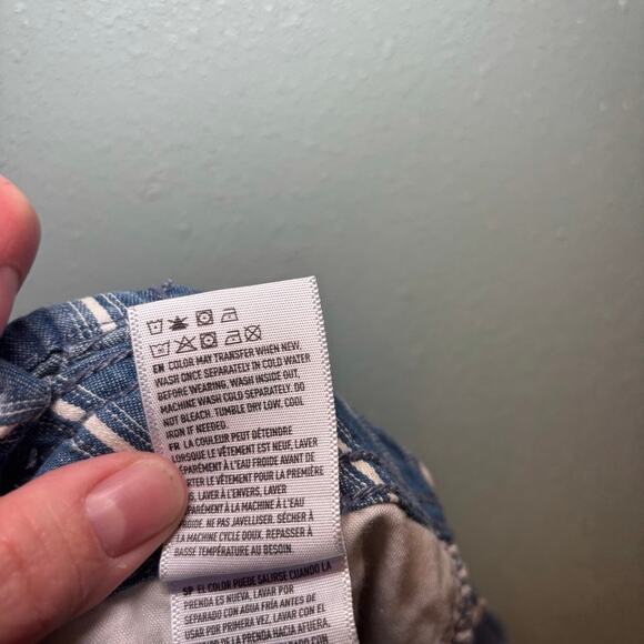 AE Striped Paperbag High Waisted Soft Shorts Tie Belt Blue White Size 6 - Picture 8 of 8